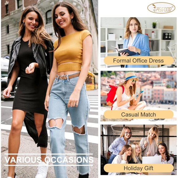 Women Leather Belt Pack with Gold Buckle for Jeans Dresses Plus Size - Picture 6 of 6